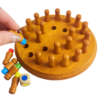 Jeu de mémoire en bois coloré pour enfants et famille - Jeu de société de voyage en bois massif amélioré, puzzle de stratégie pour l'entraînement cérébral, échecs à mémoire pour garçons et filles, cadeau d'anniversaire et de vacances, 3 ans et plus