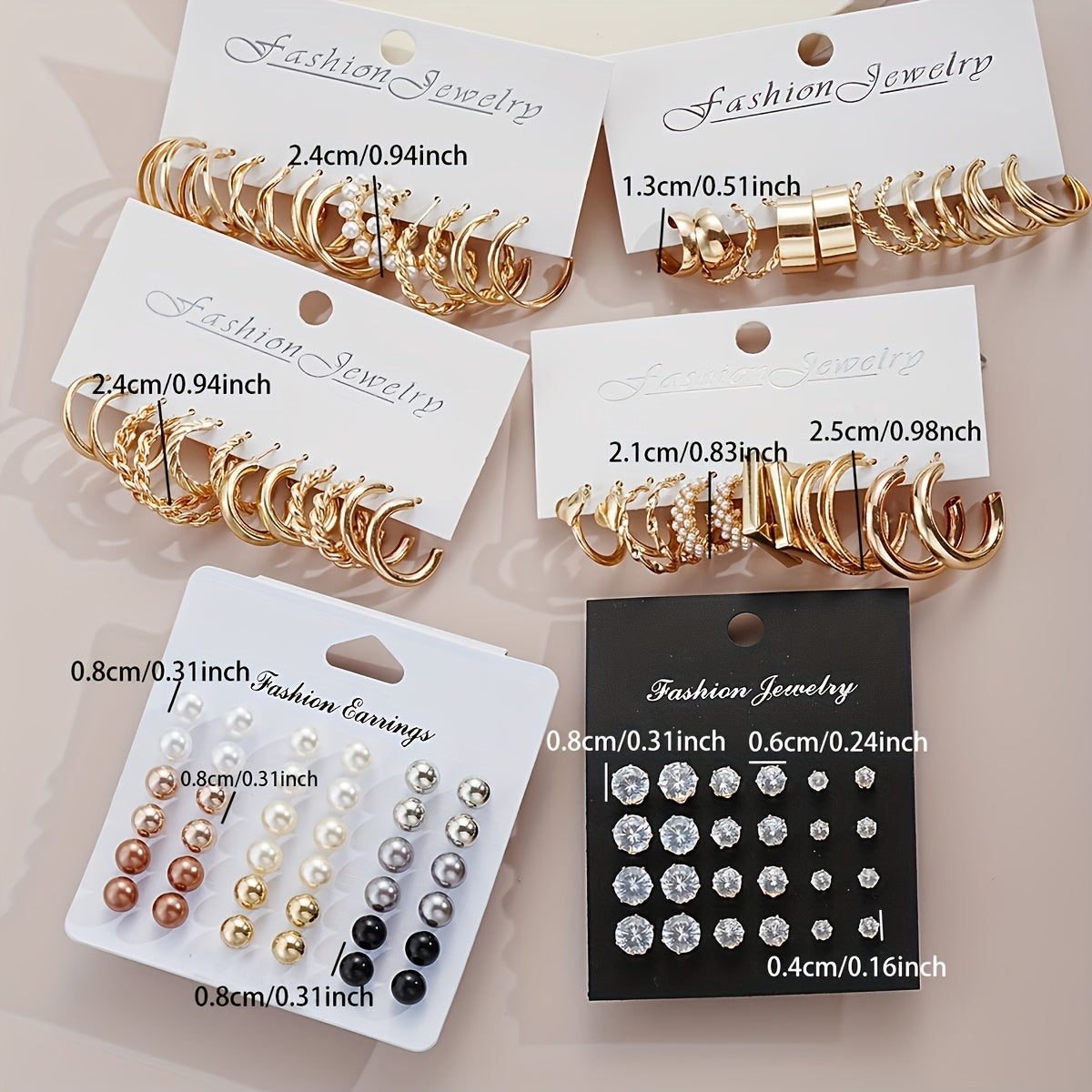 Lot de 108 boucles d'oreilles pour femmes, mélange de perles, strass, métal, clous géométriques et créoles - Ensemble de bijoux bohèmes pour le quotidien, les vacances, les rendez-vous, les fêtes et les cadeaux