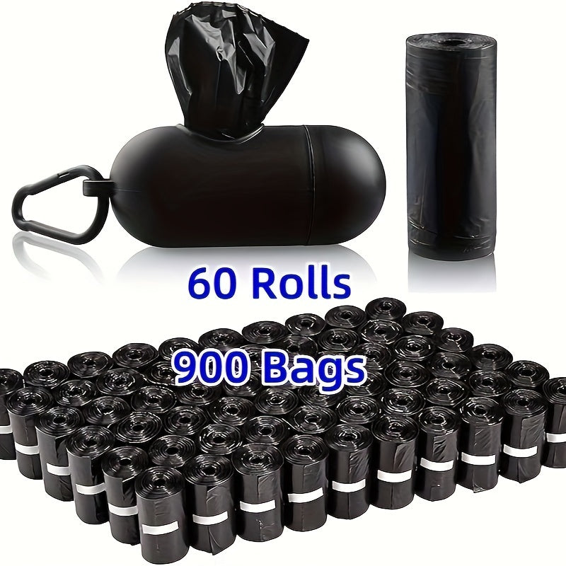 Dog Poop Bags with Dispenser 900 Count (60 Rolls) – Thick Leak-Proof Pet Waste Bags with D-Ring Clip for Leash & Keys, Easy-Tear Rolls for Dog Walking & Outdoor Use
