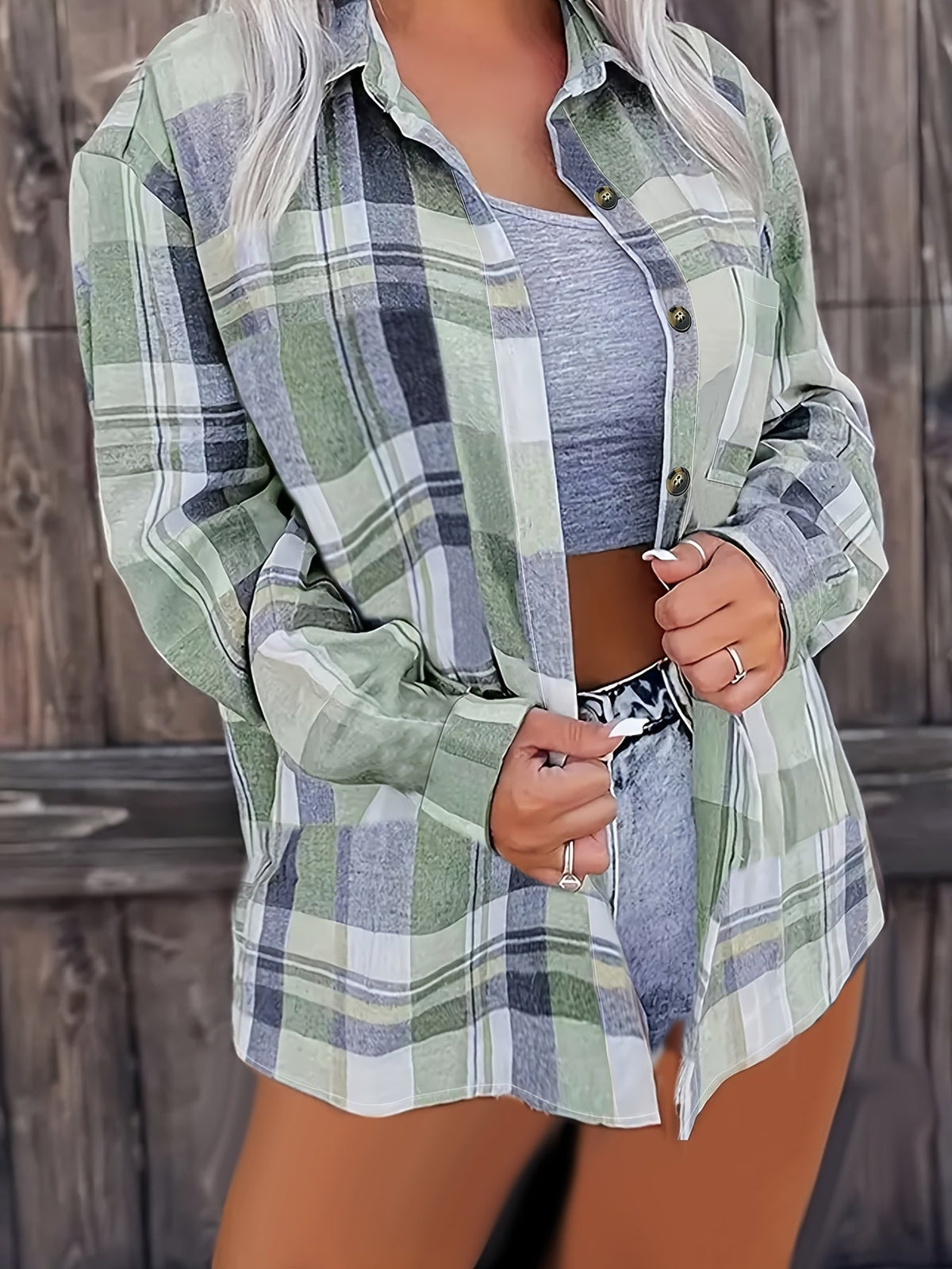Chemise à carreaux décontractée pour hommes et femmes, style européen et américain, rayée, à col boutonné, haut polyvalent pour le travail, polyester élasthanne, S M L XL XXL