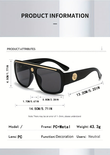 Lot de 2 lunettes de mode carrées Cyberpunk pour homme avec monture en métal – Lunettes de soleil légères style urbain pour homme, 8 options de couleur, usage quotidien et cadeau