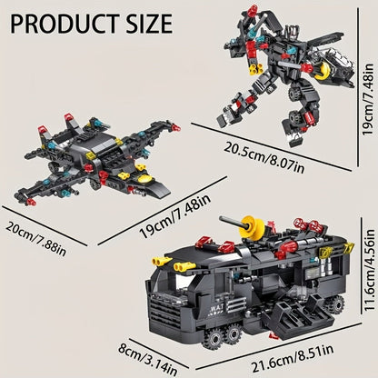 Ensemble de construction de véhicule des forces spéciales SWAT de 315 pièces – Jouet de construction de voiture robot militaire pour garçons – Kit de briques éducatif STEM – Cadeau d'anniversaire, de Noël et d'Halloween pour enfants de 6 à 12 ans