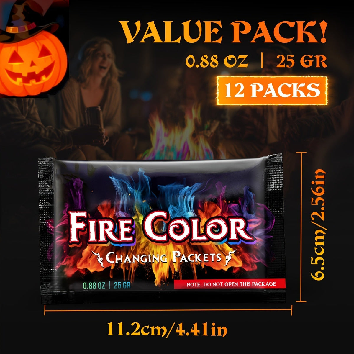 Sachets de changement de couleur pour feu, lot de 12 ou 24, sachets de flammes magiques colorées pour brasero, feu de camp, feu de joie, cheminée extérieure, accessoires de camping amusants pour adultes, enfants, fêtes et soirées en famille