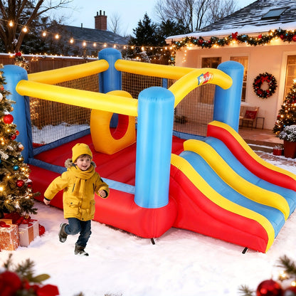 Inflatable Bounce House with Obstacle Course for Kids 3-12, 18x8.2Ft Blow Up Jumping Castle with 680W Blower, Dual Crawl Tunnels, Large Slide & Climbing Wall - Outdoor Backyard Birthday Party Bouncer