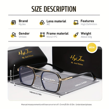 Lunettes anti-lumière bleue avec monture métallique à double pont – Lunettes tendance anti-fatigue visuelle à verres transparents pour hommes et femmes, lunettes sans correction pour ordinateur et écran