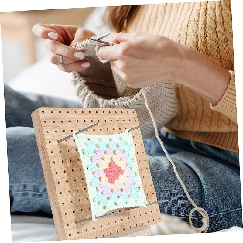 Ensemble de planche de blocage pour crochet en bois avec 20 épingles en acier et base, kit de blocage de tricot réutilisable pour mettre en forme des châles en dentelle, pulls, fournitures d'art de tricot pour débutants