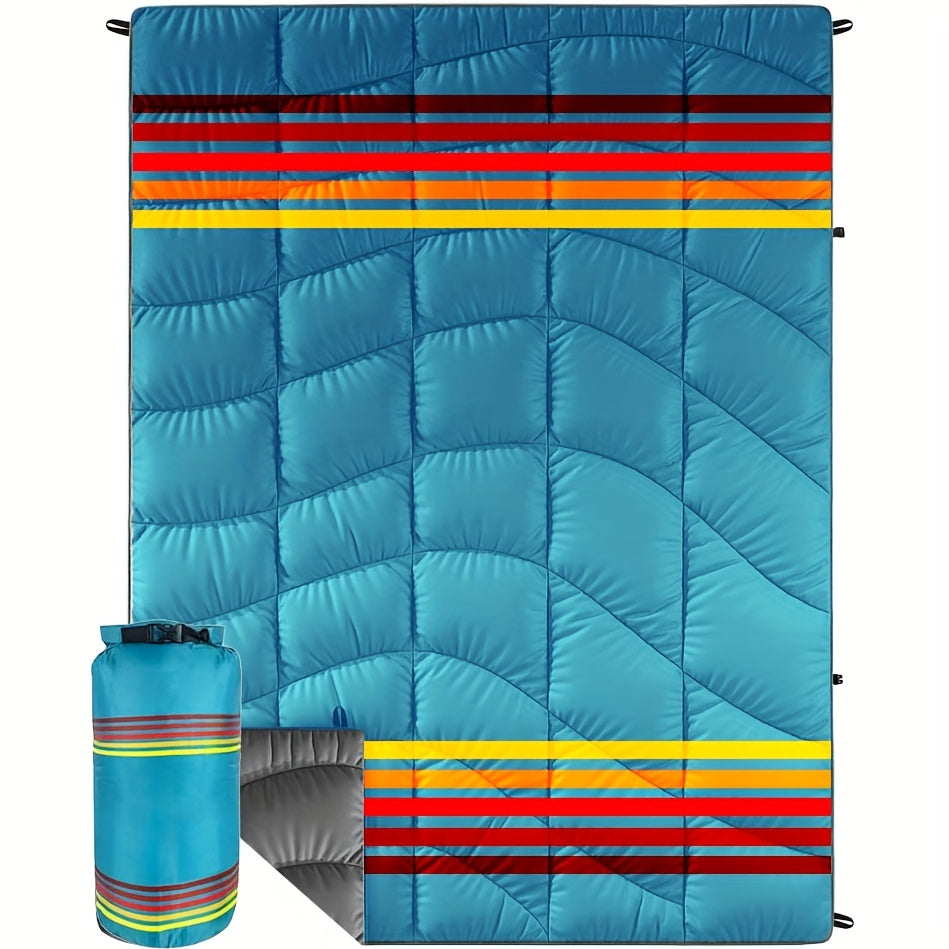 Couverture de camping matelassée pour extérieur 140x200 cm, légère, alternative au duvet, ultra chaude, couette de hamac – Couverture de camping imprimée pour les voyages, pique-niques, fêtes sur la plage et temps froid | 140x200 cm