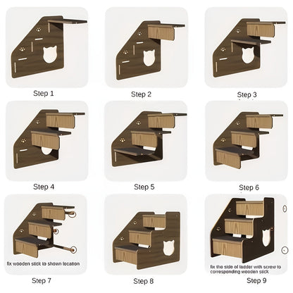 Escalier antidérapant pour chien et chat pour lit et canapé - Escaliers pour animaux à 3 ou 5 marches avec rampes de sécurité et design en pente, 38 cm de hauteur pour petits chiens, chats et animaux âgés, escalier léger et portable
