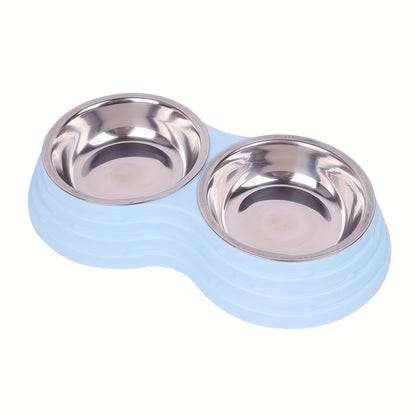 Gamelle double en acier inoxydable pour animaux – Ensemble de deux bols pour nourriture et eau pour chiens et chats de toutes tailles, gamelle durable et inoxydable pour chiens et chats