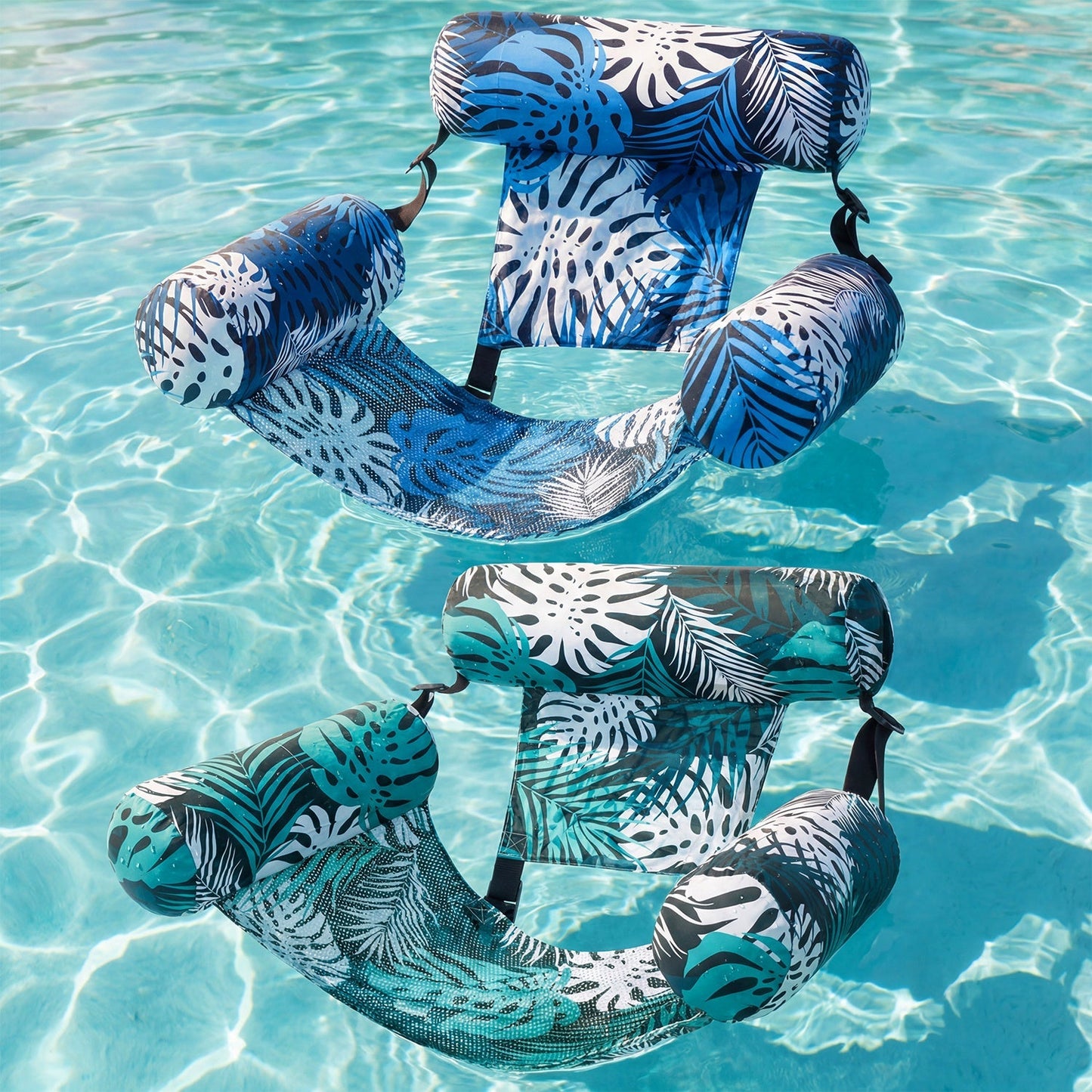 Inflatable Pool Float Chair for Adults – Leaf Design Floating Lounger with Mesh Sling, 1 & 2 Pack, Portable Summer Pool Float for Beach Lake & Pool Parties, 30x16x24 Inch
