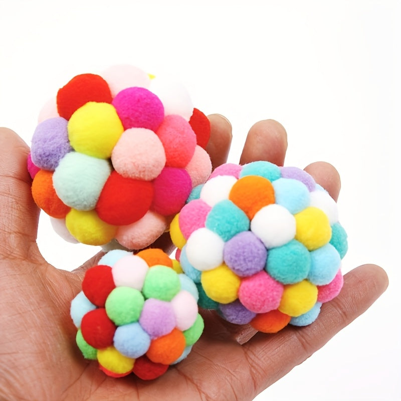 Lot de 2 ou 5 balles à grelot pour chat – Jouets élastiques à mâchouiller pour l'auto-amusement des chats et chatons d'intérieur, balles de chasse légères sans pile aux couleurs aléatoires