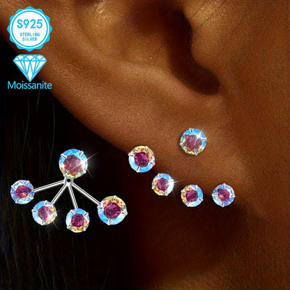 Boucles d'oreilles créoles en forme de tore en argent sterling 925 avec moissanite colorée pour femme – Design bohème unique et éblouissant, bijoux délicats et mignons hypoallergéniques pour les fêtes, le quotidien ou comme cadeau de Noël