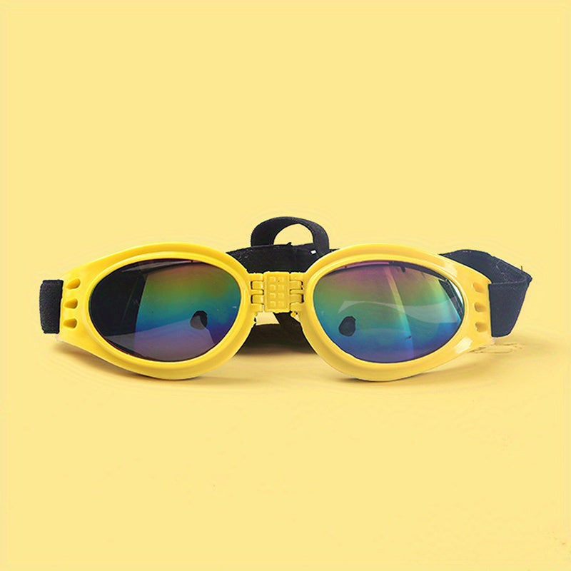 Lunettes de soleil pliables pour chien avec sangle réglable - Lunettes de protection étanches anti-UV pour activités en extérieur et aquatiques, protection oculaire élégante pour chiens de petite, moyenne et grande taille