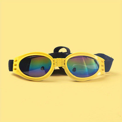 Lunettes de soleil pliables pour chien avec sangle réglable - Lunettes de protection étanches anti-UV pour activités en extérieur et aquatiques, protection oculaire élégante pour chiens de petite, moyenne et grande taille