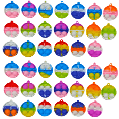 Lot de 40 mini jouets sensoriels pop bubble - Jouet anti-stress à pousser pour enfants, couleurs assorties aléatoires, cadeaux pour boîte à prix de classe, remplissage de sacs surprises pour anniversaires, jouet pour soulager l'anxiété