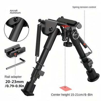 Bipied de tir réglable 6-9 pouces, 5 hauteurs, adaptateur à démontage rapide, pliable, rétractable, alliage d'aluminium léger, montage M-LOK, pieds en caoutchouc pour la chasse, le tir et les sports de plein air