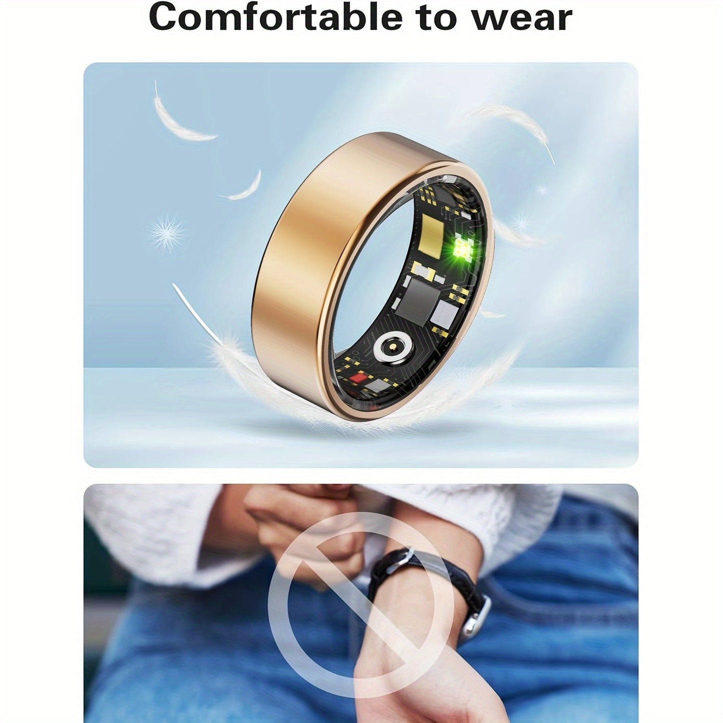 Smart Ring for Women – Fitness Tracker with Heart Rate, Sleep Monitor, Stress & Menstrual Tracking, 100+ Sports Modes, IP68 Waterproof, No Subscription, iPhone & Android