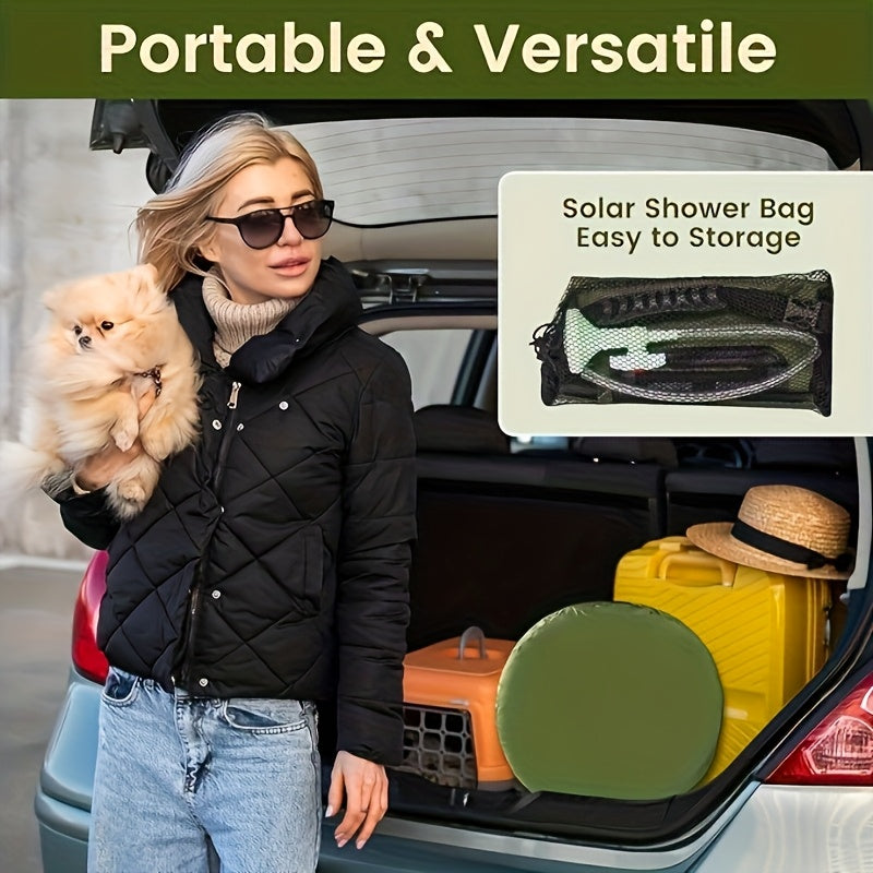 Tente de douche pop-up et sac de douche solaire de 20 litres, ensemble de camping – Lot de 2 tentes de douche extérieures étanches à montage instantané pour le camping, la randonnée, la pêche et la plage, cabine d'essayage portable facile à plier, vert