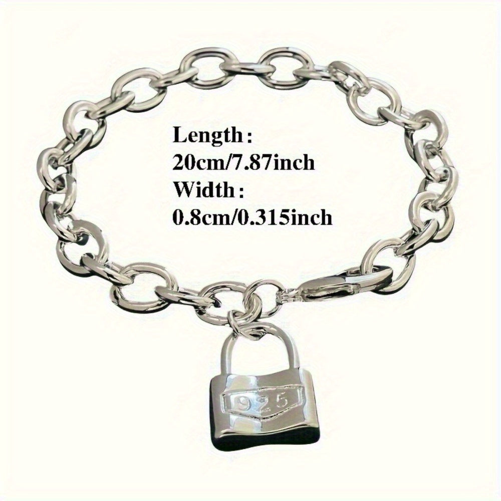 Bracelet chaîne pour femme en argent sterling 925 – Bracelet délicat à pendentif avec fermoir mousqueton style bohème coréen, hypoallergénique, léger (2 g), cadeau idéal pour elle