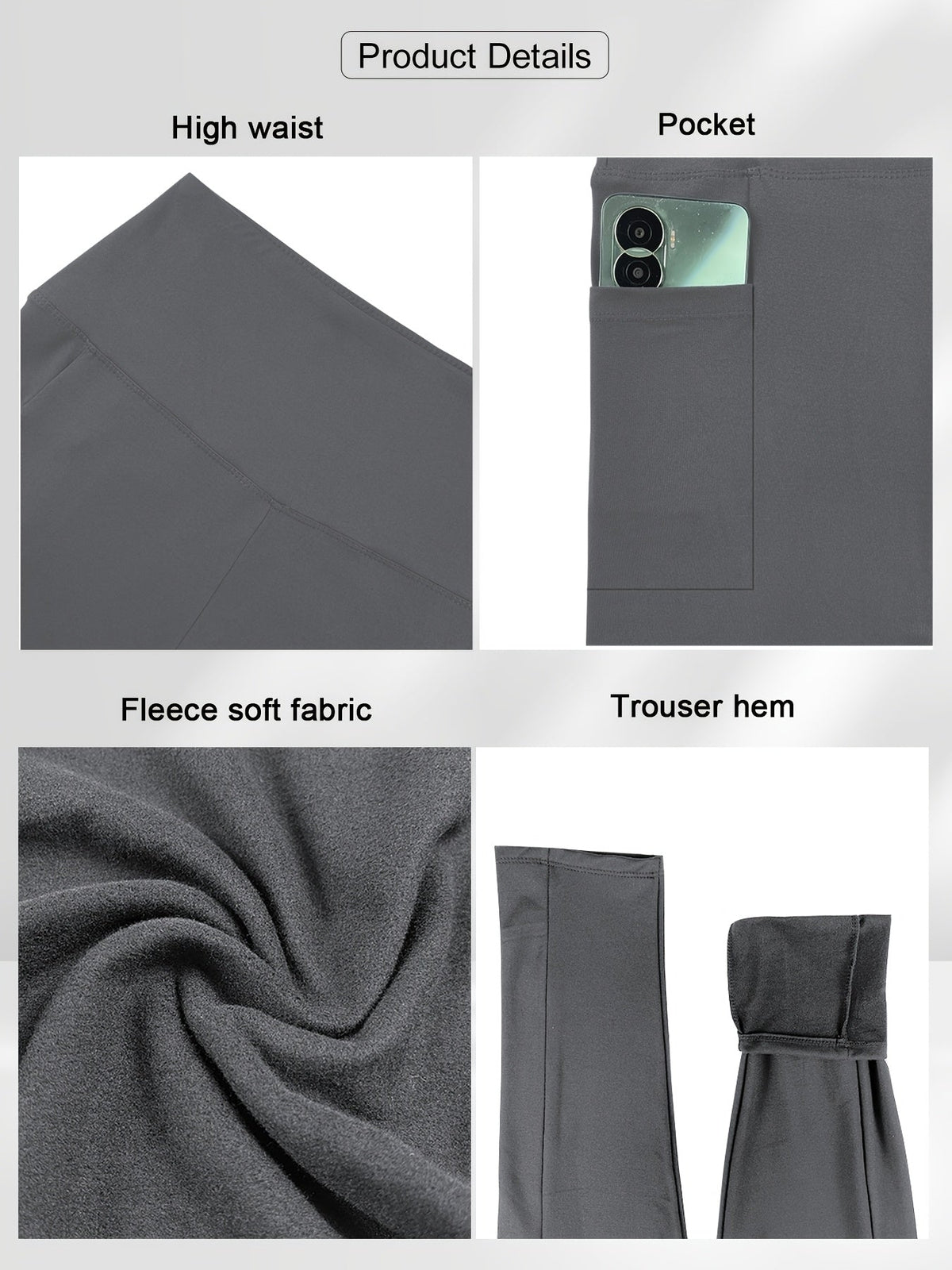 Pantalon de yoga grande taille pour femme avec poches – Legging chaud doublé en polaire taille haute pour l'automne et l'hiver, pantalon de sport moulant élastique, tailles 1XL-5XL en noir, gris, bordeaux et bleu marine