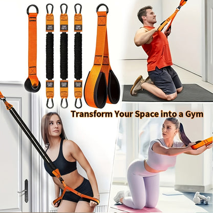 Ensemble de 5 bandes de résistance robustes jusqu'à 100 kg – Inclut 3 bandes de résistance, poignées et ancrage de porte pour exercices de deltoïde, tirage visage et biceps en salle de sport à domicile, idée cadeau fitness idéale
