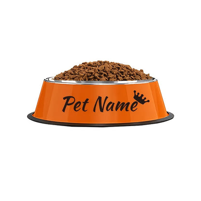 Gamelle personnalisée en acier inoxydable pour chien et chat - Bol gravé au nom de votre animal avec motif patte, cœur et couronne, antidérapante, 200 ml / 400 ml / 1000 ml, écuelle pour nourriture et eau, idée cadeau