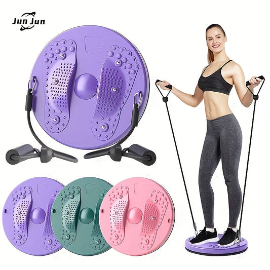 Disque de taille magnétique avec cordes de résistance - Équipement de fitness pour abdominaux, planche d'équilibre non électrique pour exercices à la maison et au bureau, violet rose vert