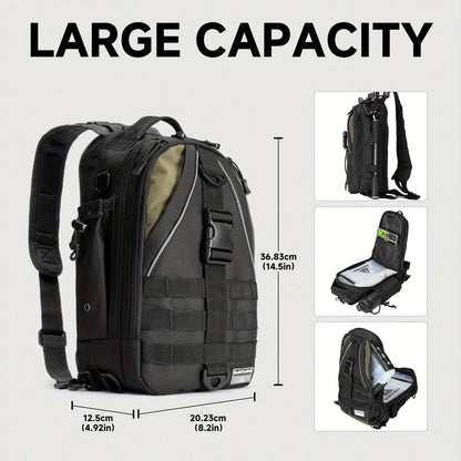 Sac à dos de pêche avec porte-canne – Sac bandoulière imperméable pour randonnée, pêche à la mouche, rangement de boîte à pêche, cadeau pour papa pêcheur