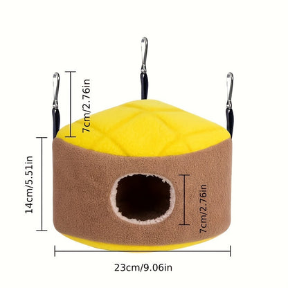 Cabane douillette d'hiver pour cage à oiseaux - Nid suspendu chaud et confortable pour perroquets, perruches, calopsittes et inséparables - Hamac en peluche douce pour cage à oiseaux