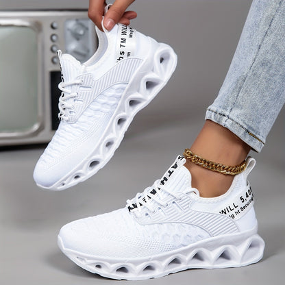 Baskets légères pour femmes, chaussures de marche à lacets en maille respirante avec semelle épaisse, chaussures de course et de tennis décontractées à enfiler, 7 couleurs, tailles US 6-12,5, chaussures d'entraînement tendance et polyvalentes