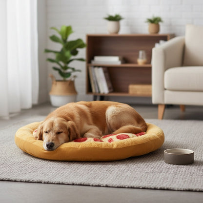 Jouet pour chien en peluche Pizza au pepperoni qui fait du bruit – Jouet à mâcher interactif et doux en polyester avec sifflet pour toutes les races, jouet amusant pour chien sur le thème de la nourriture pour chiots et chiens adultes