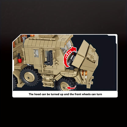 Set de construction de 3482 pièces - Camion de transport de char militaire, modèle de véhicule lourd MOC, kit de construction pour adultes, cadeau pour passionnés de militaire, pièce de collection, briques compatibles