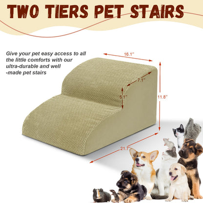 Escalier pour chien en mousse à mémoire de forme, 2, 3 ou 4 marches avec base antidérapante et housse lavable – Marches de soutien pour canapé et lit, idéal pour chiens âgés et chiots, plusieurs couleurs disponibles
