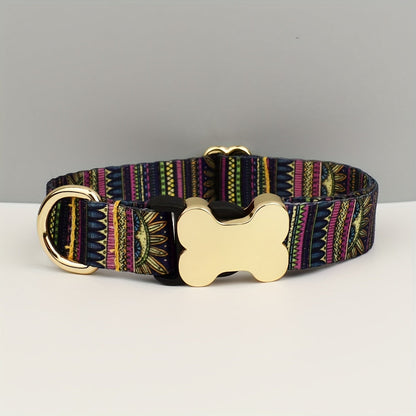 Collier pour chien ajustable en polyester avec breloque en forme d'os en métal – Collier élégant et coloré pour chiens de petite à grande taille, tailles XS S M L XL, 6 couleurs