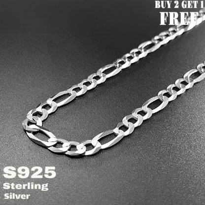 Collier chaîne Figaro en argent sterling 925 – 6 mm de large, 18 à 24 pouces, unisexe pour hommes et femmes, coffret cadeau inclus – Chaîne en argent classique pour un usage quotidien et offrir en cadeau