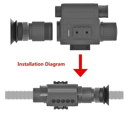 Monoculaire de vision nocturne numérique, zoom 5x, portée 300 m – Infrarouge 940 nm, objectif 50 mm, photo et vidéo HD 1080P, lunette en alliage d'aluminium avec 2 batteries rechargeables pour la chasse, la pêche, le camping et l'observation de la faune