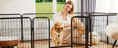 Parc pour chiens 8 ou 16 panneaux, chenil en métal à monter soi-même avec porte pour grands, moyens et petits chiens – 24, 32, 40 pouces, enclos pour chiots intérieur/extérieur, facile à assembler et à déplacer