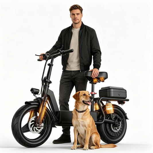 Trottinette électrique 749 W avec selle et coffre arrière - Batterie 48 V 18 Ah, autonomie jusqu'à 40 km, trottinette urbaine 3 vitesses, double frein à disque, coffre détachable verrouillable à clé | Trottinette de ville pour adultes