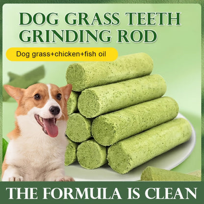 15 bâtonnets à mâcher à l'herbe pour chien – Friandises à mâcher naturelles pour le nettoyage des dents, haleine fraîche, collation riche en fibres pour la santé digestive à base d'herbe et de viande – Friandise saine pour chien de toutes races