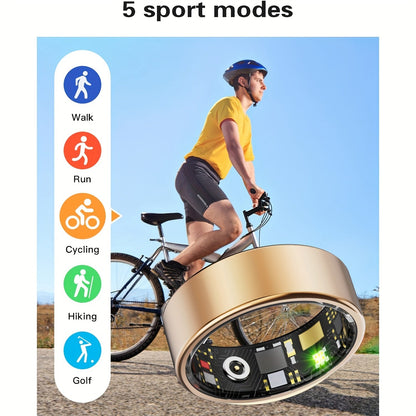 Smart Ring for Women – Fitness Tracker with Heart Rate, Sleep Monitor, Stress & Menstrual Tracking, 100+ Sports Modes, IP68 Waterproof, No Subscription, iPhone & Android