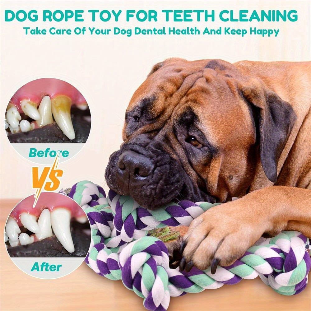 Jouet à mâcher en corde pour chien indestructible à 6 sections – Corde de traction robuste pour chiens moyens et grands de plus de 36 kg, fibres dentaires pour le nettoyage des dents, jouet à mâcher non toxique et sûr pour les mâcheurs agressifs