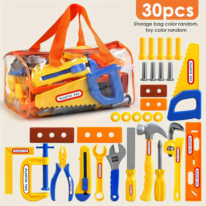 Kids Toy Tool Box Set 10 19 or 30 Piece Simulation Screwdriver Tool Kit Pretend Play Construction Toys for Boys Girls Toddlers STEM Learning Home Role Play Birthday Gift Random Color