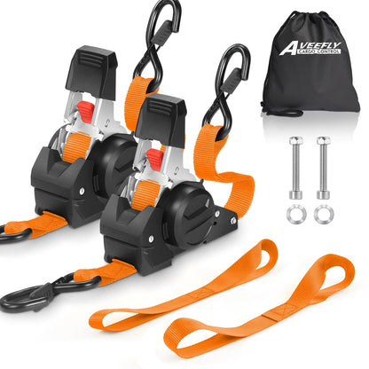 Lot de 4 sangles d'arrimage à cliquet rétractables robustes – 2 sangles de chargement automatiques de 3 mètres pour camion, remorque, moto, déménagement et sécurisation d'appareils