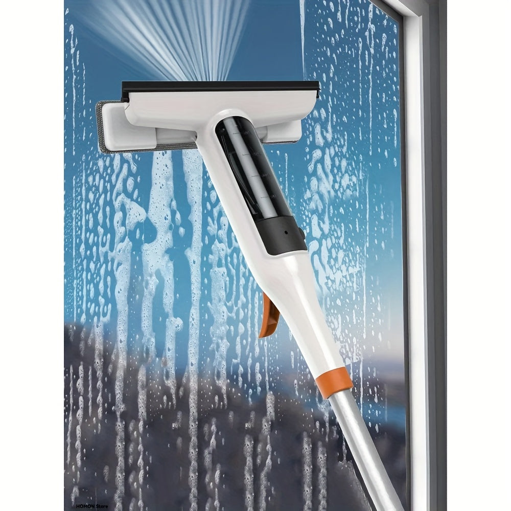 Kit de nettoyage pour vitres 3-en-1 avec rac lette et grattoir sur manche métallique durable pour fenêtres en hauteur, parois de douche et pare-brise de voiture – Outil de nettoyage domestique sans traces