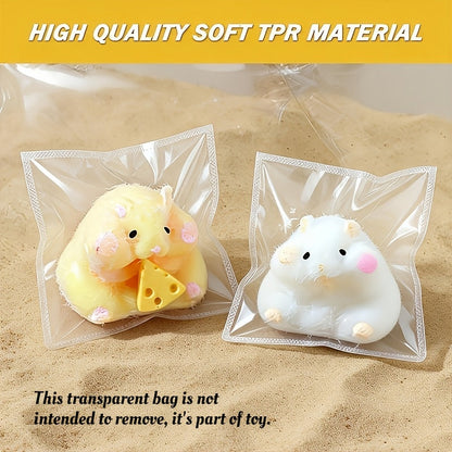 Jouet squishy mignon en forme de hamster-fromage – Jouet sensoriel anti-stress doux à remontée lente pour enfants et adultes – Jouet à presser relaxant – Cadeau amusant pour Noël, Halloween, anniversaire, bureau et fêtes – Couleur aléatoire