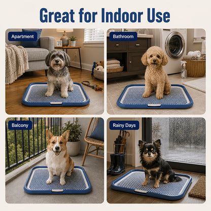 Bac à litière étanche pour chien, toilettes d'intérieur pour chiot avec grille amovible, support de tapis de propreté lavable pour l'apprentissage des chiots en appartement, station sanitaire pour petits et moyens chiens