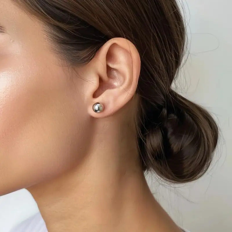 Boucles d'oreilles puces en argent sterling S925, 10 mm, design minimaliste et simple, hypoallergéniques, bijoux de piercing pour usage quotidien, cadeau pour femmes et filles