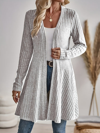 Gilet ouvert pour femme, cardigan en maille à manches longues, couleur unie, veste décontractée idéale pour la superposition, printemps automne S M L XL XXL