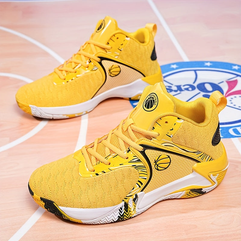 Chaussures de basket-ball montantes pour hommes, semelle en caoutchouc antidérapante, baskets à lacets respirantes pour hommes, chaussures de sport durables pour la course, 3 couleurs, tailles US 6,5-13,5, soutien de la cheville avec amorti