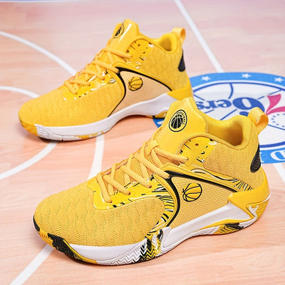 Chaussures de basket-ball montantes pour hommes, semelle en caoutchouc antidérapante, baskets à lacets respirantes pour hommes, chaussures de sport durables pour la course, 3 couleurs, tailles US 6,5-13,5, soutien de la cheville avec amorti